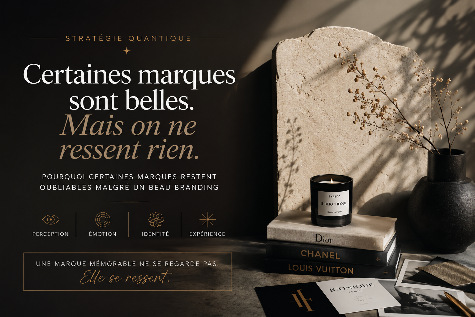 femme élégante devant un miroir dans une ambiance sombre luxe symbolisant visibilité sans ventes et problème de conversion business