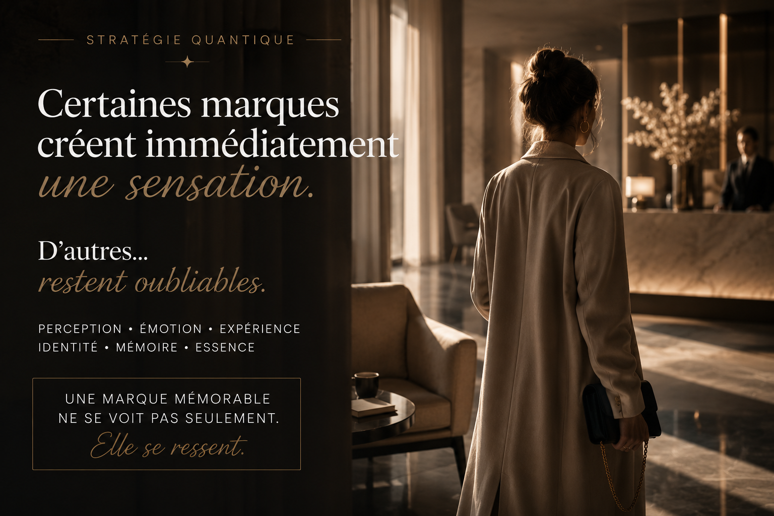 femme élégante devant un miroir dans une ambiance sombre luxe symbolisant visibilité sans ventes et problème de conversion business