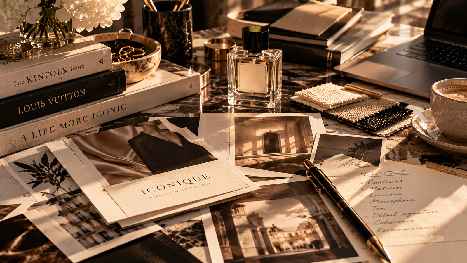 Moodboard editorial aux tons dores